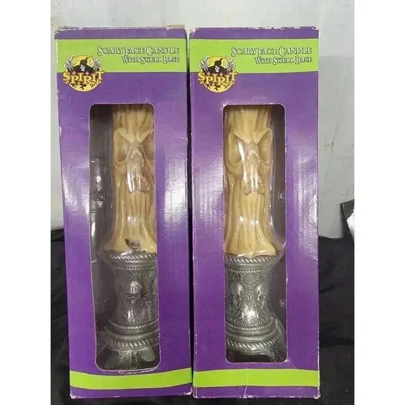 Spirit Halloween Scary Face Candle with Skull Base